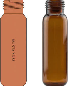VIAL C/R N18 AMBAR 22,5X75,5MM 20ML C/100PC
