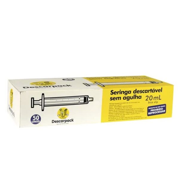 SERINGA DESCARTÁVEL SLIP 20ML C/50 DESCARPACK - Imagem 3