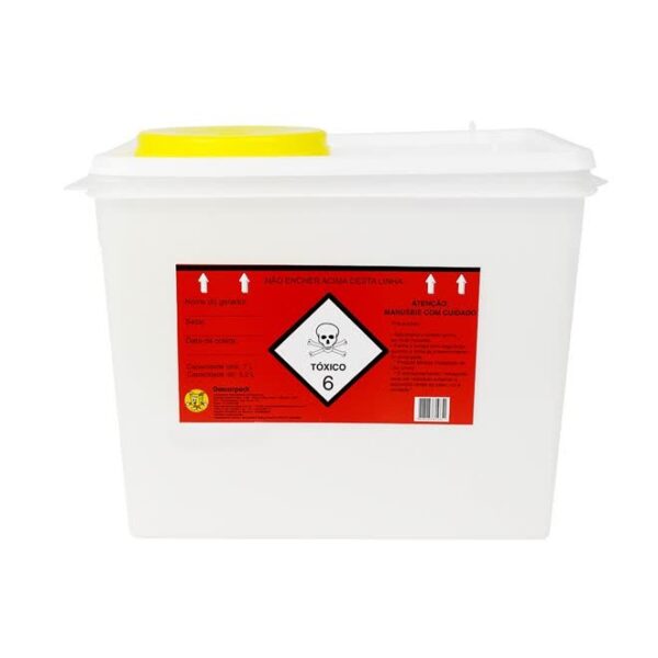 COLETOR PLASTICO RÍGIDO PARA RESÍDUOS QUIMIOTERÁPICOS 13 LT DESCARPACK - Imagem 3