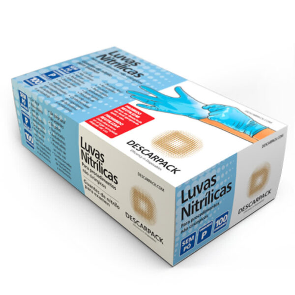 LUVA NITRÍLICA SEM TALCO AZUL C/100 DESCARPACK