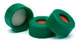 GREEN SCREW CAP,PTFE/RED SIL SEPTA,500PK