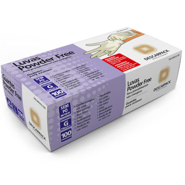 LUVA PROCEDIMENTO LÁTEX POWDER FREE (SEM TALCO) C/ 100 DESCARPACK