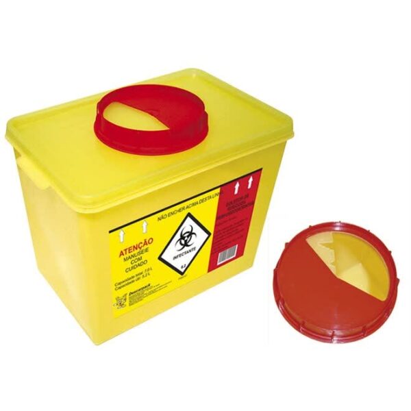 COLETOR RÍGIDO PARA MATERIAL PERFUROCORTANTE 7 LITROS AMARELO DESCARPACK - Imagem 2