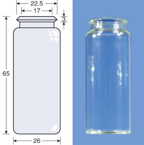 VIAL S/R SNAP ON CAPS N22 INCOLOR 25ML 26X65MM C/100PC