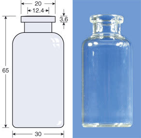 VIAL S/R N20-25 DIN INCOLOR 30X65MM 25ML C/100PC