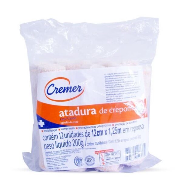 ATADURA CREPE (CREPOM) 08CM X 4,5 METROS (1,8M) 13 FIOS C/12 CREMER