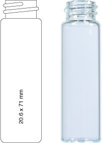 VIAL C/R N18 INCOLOR 20,6X71MM 16ML C/100PC