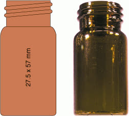 VIAL C/R N24(EPA) AMBAR 27,5X57MM 20ML C/100PC