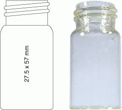 VIAL C/R N24(EPA) INCOLOR 27,5X57MM 20ML C/100PC