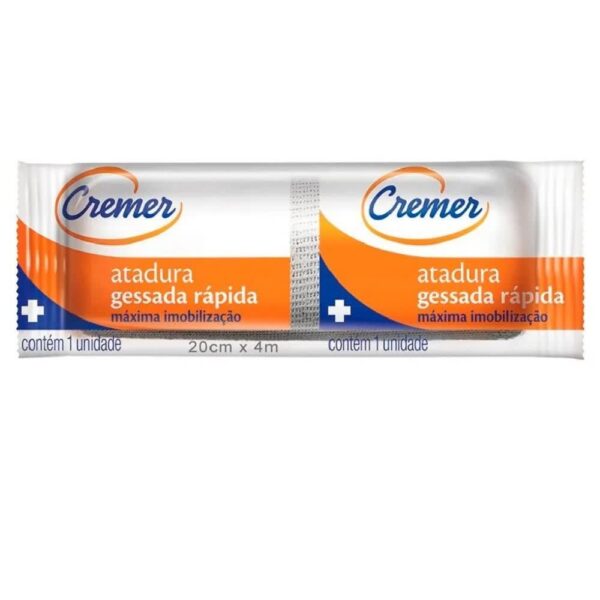 ATADURA GESSADA RÁPIDA (GESSO) 08CM X 3 METROS C/ 20 ROLOS CREMER