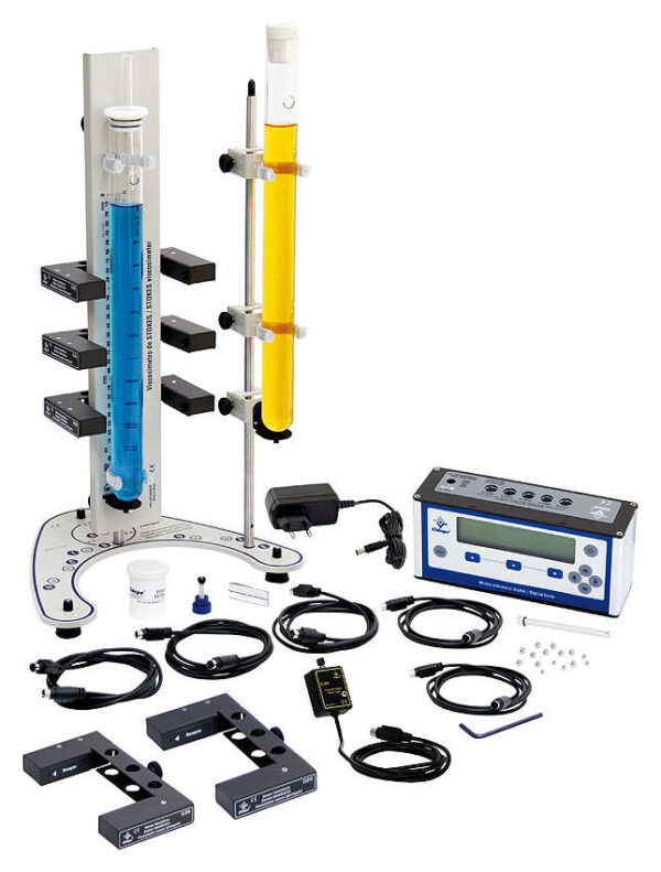 Viscosímetro de Stokes Baixo, Multicronômetro Digital, 5 Sensores, 2 Tubos - EQ124R