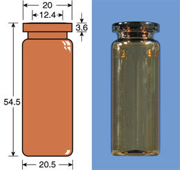 VIAL S/R N20-10 DIN AMBAR 20,5X54,5MM 10ML C/100PC