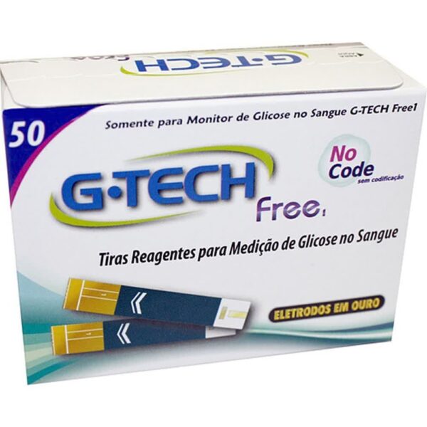 TIRAS REAGENTES P/ MEDIÇÃO DE GLICOSE CAIXA C/ 100 G-TECH FREE