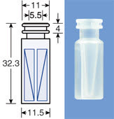 VIAL S/R N11-03 PP INCOLOR C/INSERT EM PP 12X30MM 0,3ML 100P