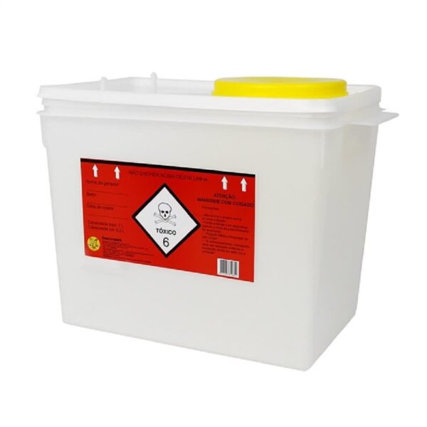 COLETOR PLASTICO RÍGIDO PARA RESÍDUOS QUIMIOTERÁPICOS 13 LT DESCARPACK