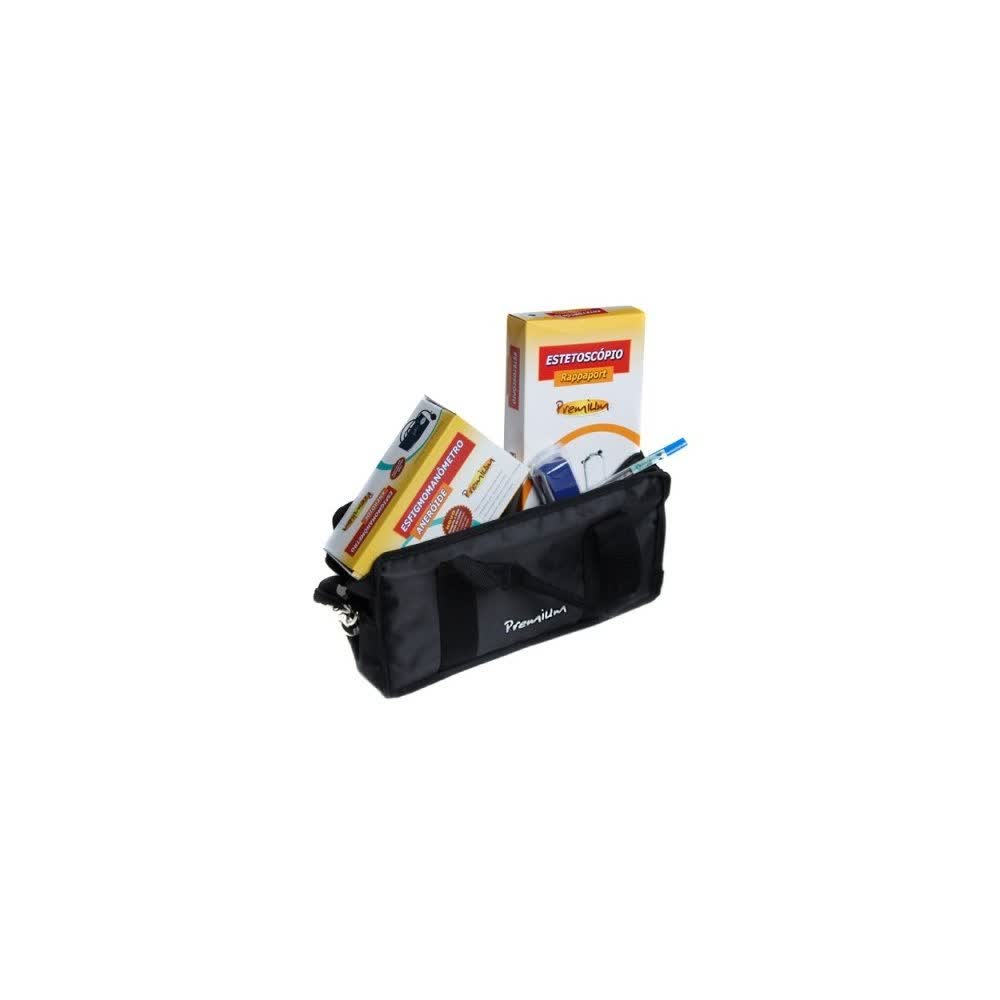 KIT ACADÊMICO PREMIUM (ESFIGMOMANÔMETRO ANERÓIDE + ESTETOSCÓPIO RAPPAPORT + TERMÔMETRO CLÍNICO + BOLSA) - ACCUMED