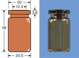 VIAL S/R N20-5 DIN AMBAR 20,5X38MM 5ML C/100PC