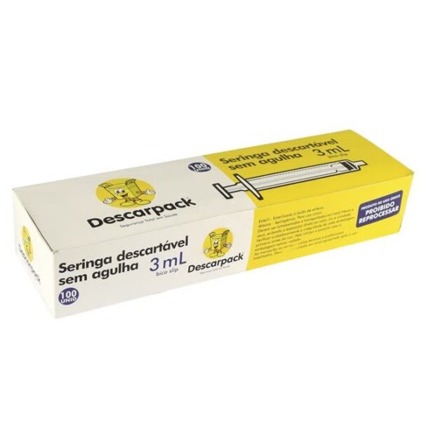 SERINGA DESCARTÁVEL SLIP 03 ML C/100 DESCARPACK - Imagem 3