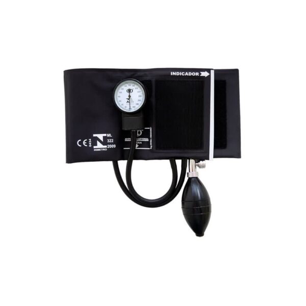 ESFIGMOMANÔMETRO APARELHO DE PRESSÃO ADULTO PVC NYLON VELCRO PRETO AP0316 BIC