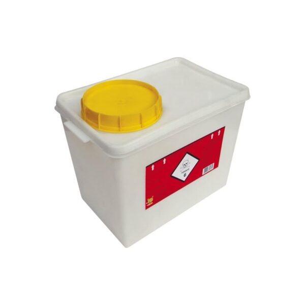 COLETOR RÍGIDO PARA RESÍDUOS QUIMIOTERÁPICOS 7 LITROS BRANCO DESCARPACK