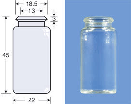 VIAL S/R SNAP ON CAPS N18-10 INCOLOR 10ML 22X45MM C/100PC