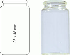 VIAL S/R SNAP ON CAPS N22 INCOLOR 15ML 26X48MM C/100PC