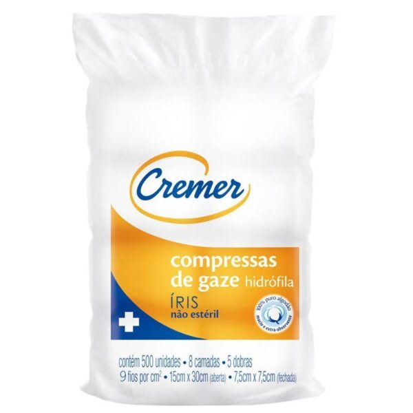COMPRESSA DE GAZE 7,5X7,5CM 11F NIDIA PACOTE C/500 CREMER