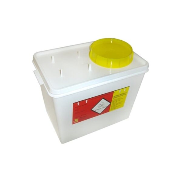 COLETOR RÍGIDO PARA RESÍDUOS QUIMIOTERÁPICOS 7 LITROS BRANCO DESCARPACK - Imagem 2