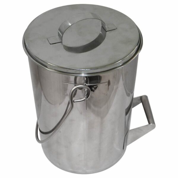 Balde em Aço Inox Polido com Alça Auxiliar e Tampa 10 litros