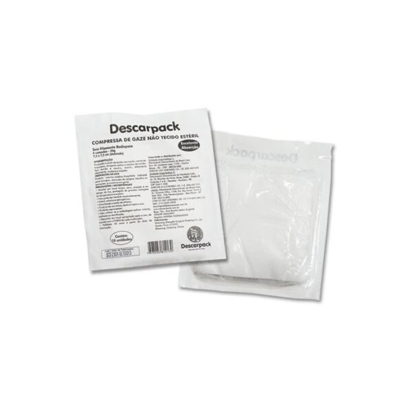 COMPRESSA DE GAZE ESTÉRIL 13 FIOS 7,5CMX7,5CM C/10UN DESCARPACK - Imagem 3