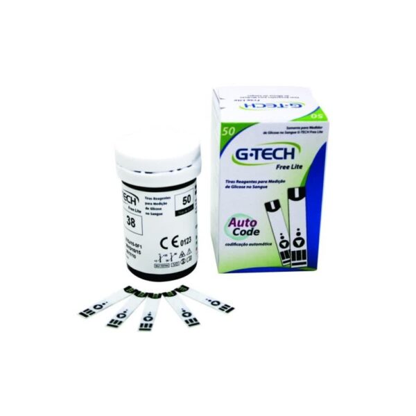 TIRAS FITA MEDIÇÃO DE GLICOSE APARELHO FREE LITE G-TECH C/50