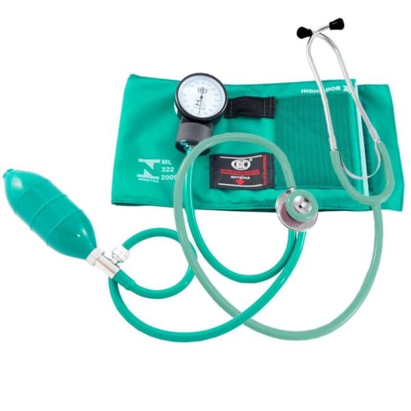 APARELHO DE PRESSÃO ADULTO NYLON PVC VELCRO + ESTETO DUPLO VERDE BIC