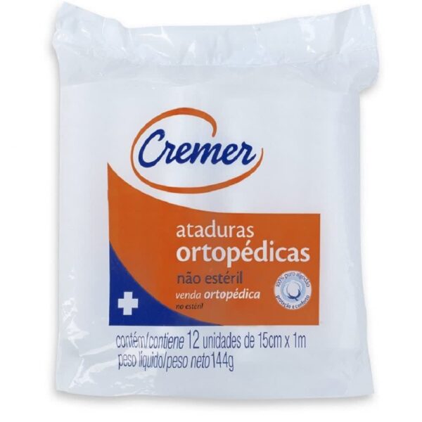 ATADURA ORTOPÉDICO DE ALGODÃO 08CM X 1,8 METROS C/12 CREMER