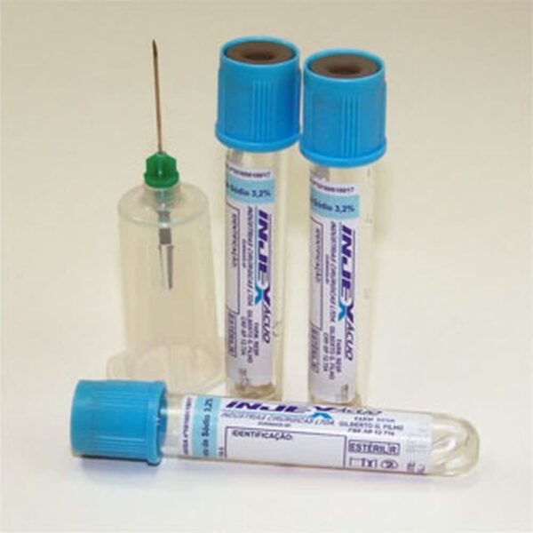 TUBOS DE COLETA DE SANGUE À VÁCUO TAMPA AZUL CITRATO 3,2% 3ML C/100 INJEX