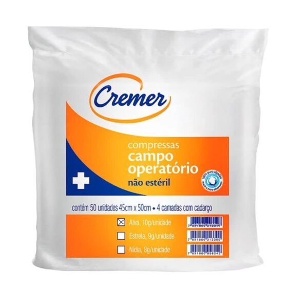 COMPRESSA CAMPO OPERATÓRIO 45CM X 50CM ALVA C/50 CREMER