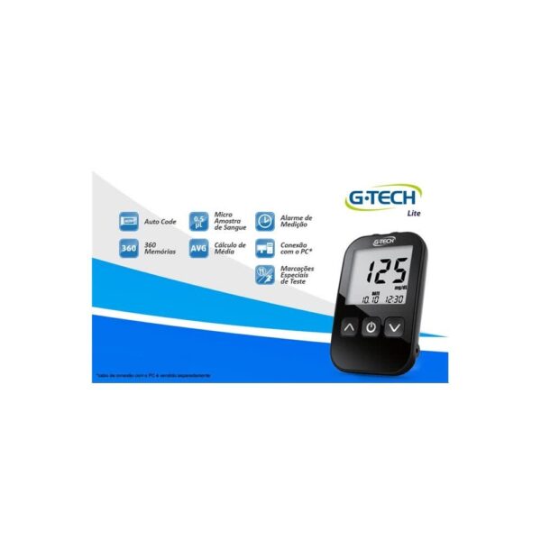 KIT MEDIDOR DE GLICOSE (GLICOSÍMETRO) G-TECH LITE C/10 TIRAS G-TECH - Imagem 4