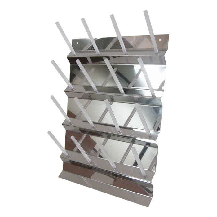 Escorredor Vertical Fixo de Parede em Aço Inox Para 28 peças - Tam. 55x51cm