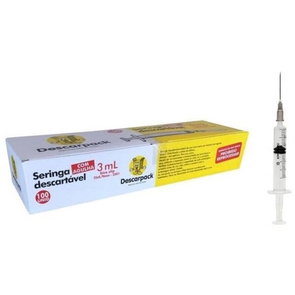 SERINGA 5ML COM AGULHA 25X7MM DESCARPACK - Imagem 2