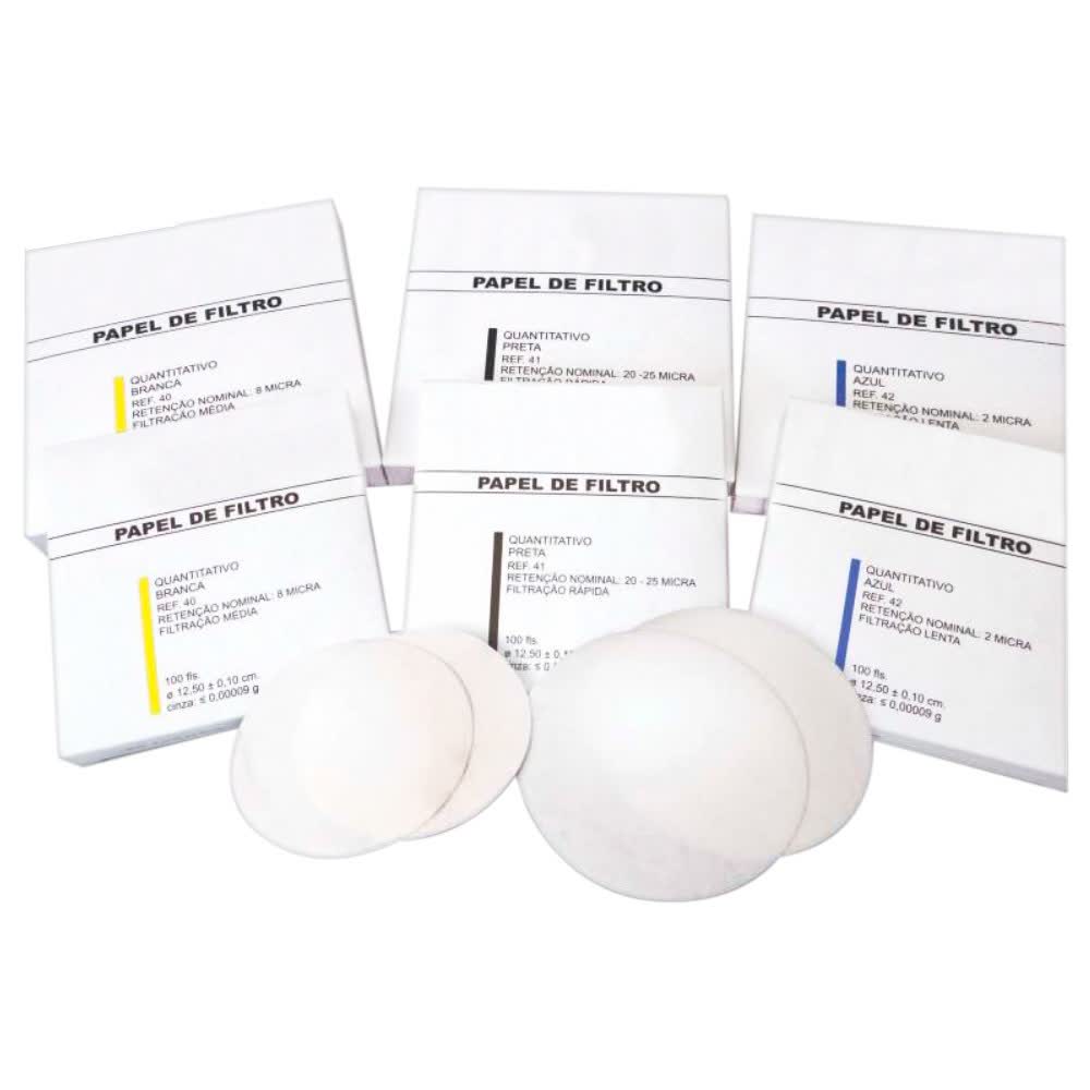 Papel Filtro Quantitativo Faixa Azul - Filtração Lenta Ø 15cm