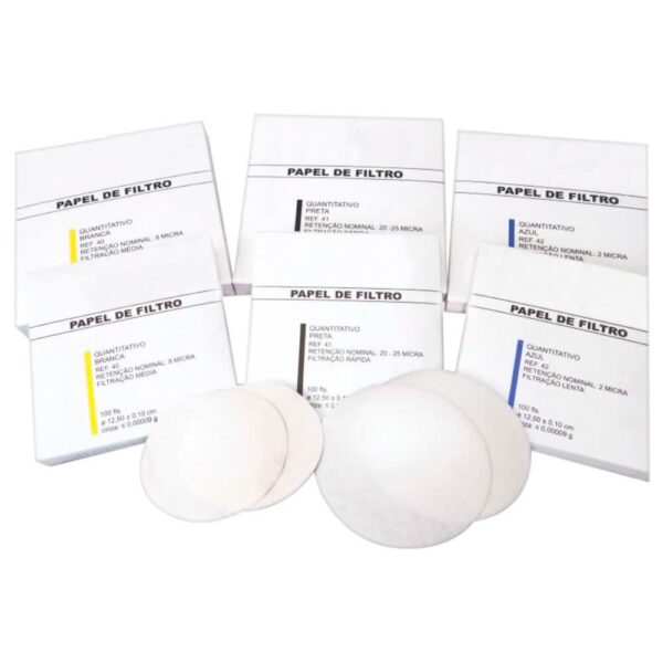 Papel Filtro Quantitativo Faixa Branca - Filtração Média Ø 9cm