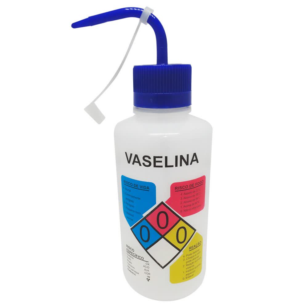Pisseta em Polietileno 500mL para Vaselina Com Classificação de Risco
