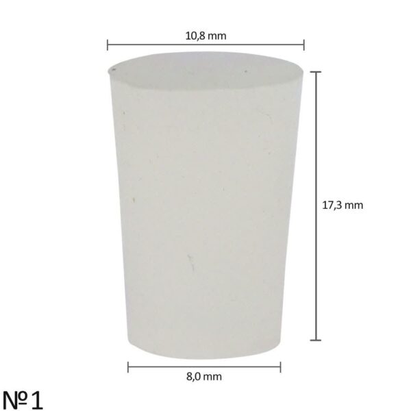 Rolha de Silicone Nº1 (10,8 x 8,0 x 17,3 mm) Embalagem com 50 peças
