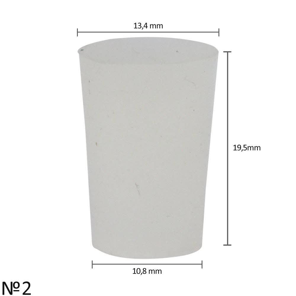 Rolha de Silicone Nº2 (13,4 x 10,8 x 19,5 mm) Embalagem com 50 peças