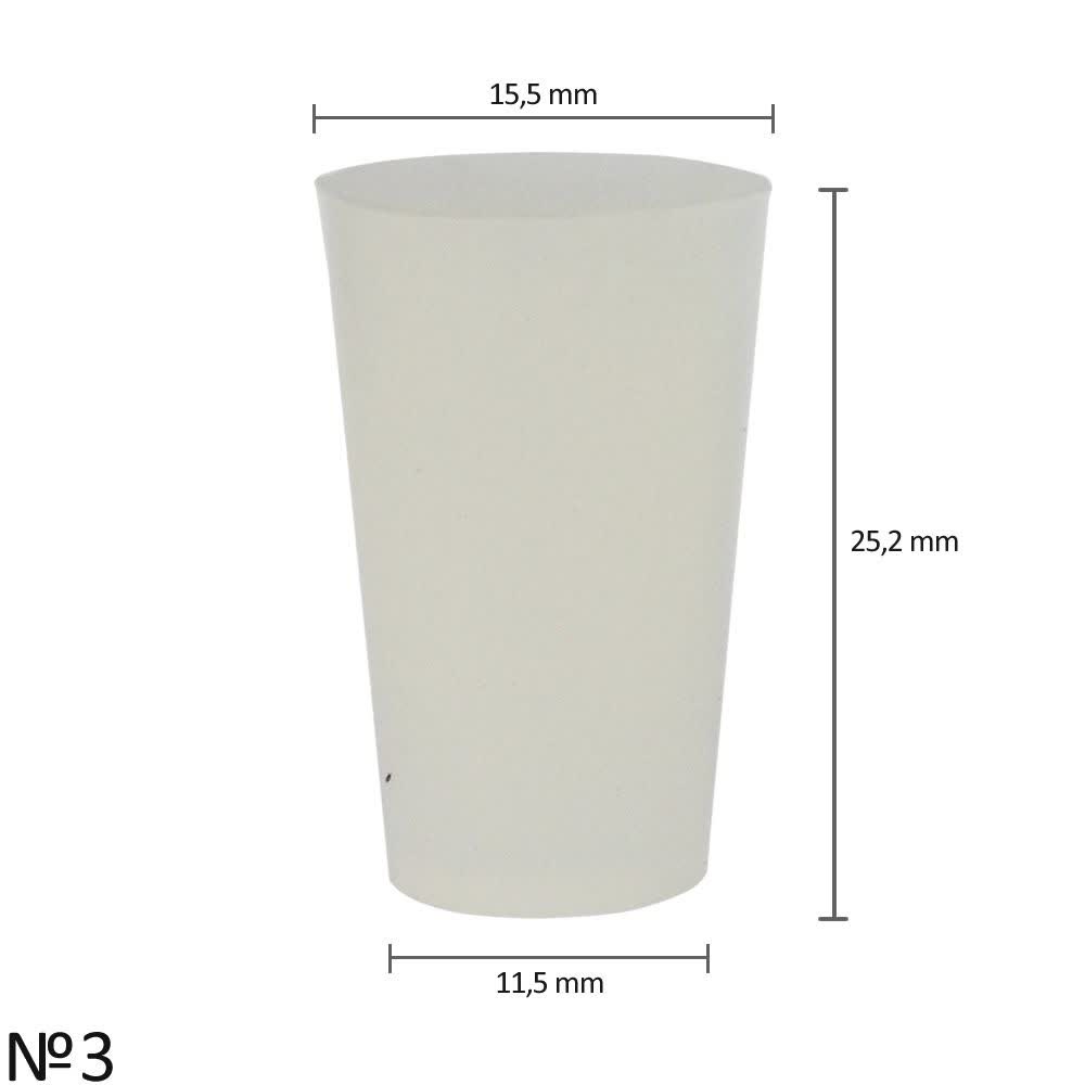 Rolha de Silicone Nº3 (15,5 x 11,5 x 25,2 mm) Embalagem com 20 peças